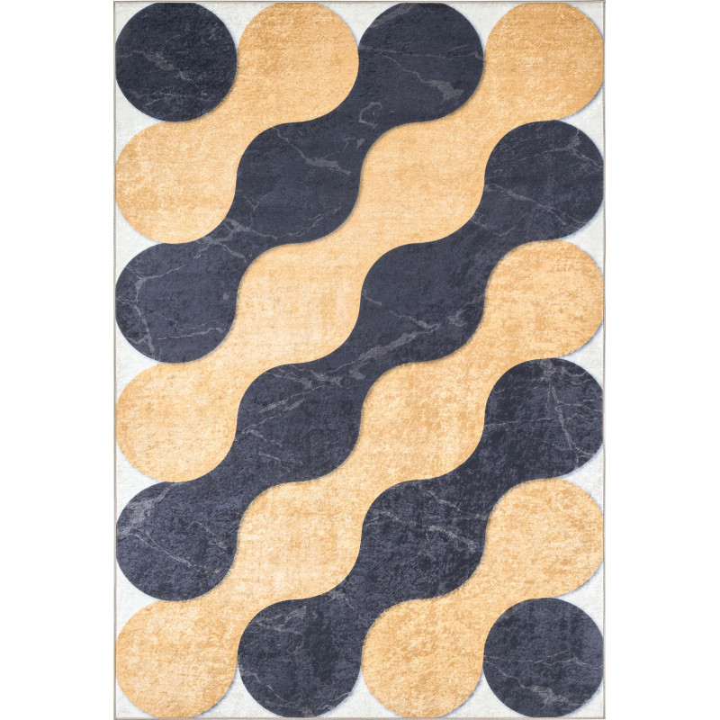 Tapis lavable en machine - Stampa - Motif symétrique doré 80 X 150 cm