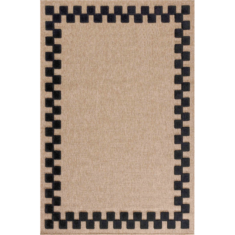 Tapis aspect jute - Palma - Motif damier - noir 200 X 290 cm