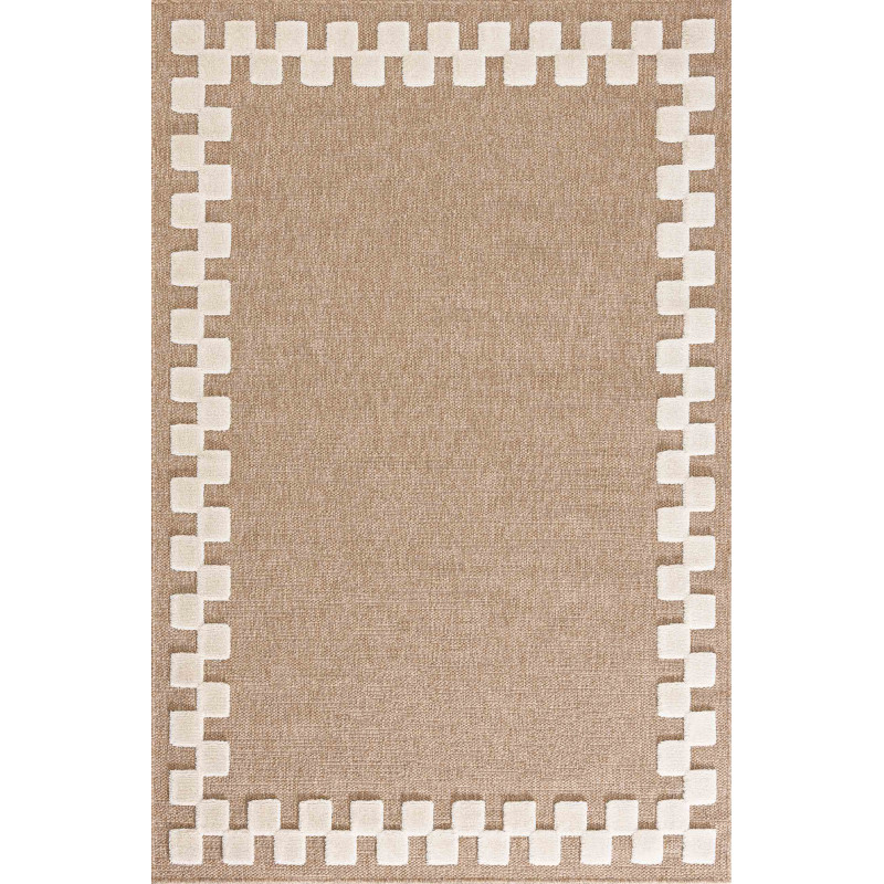 Tapis aspect jute - Palma - Motif damier - blanc 120 X 160 cm