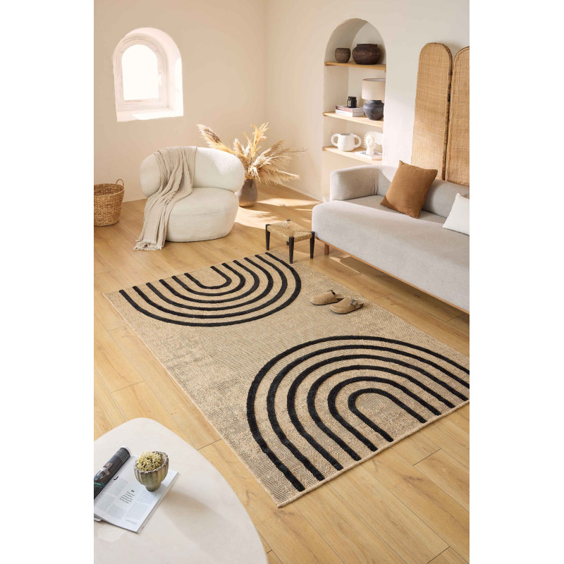 Tapis aspect jute - Palma - Motif géométrique 160 X 230 cm