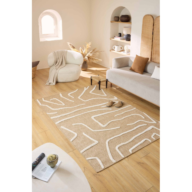 Tapis aspect jute - Palma - Motif géométrique 120 X 160 cm