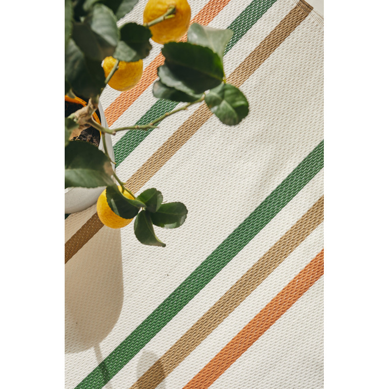Tapis d'extérieur motifs rayures vert 150 X 220 cm