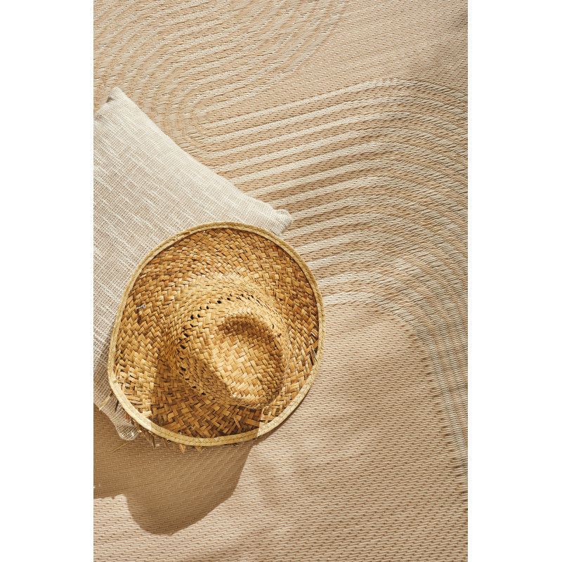 Tapis d'extérieur motif vague beige 150 X 220 cm