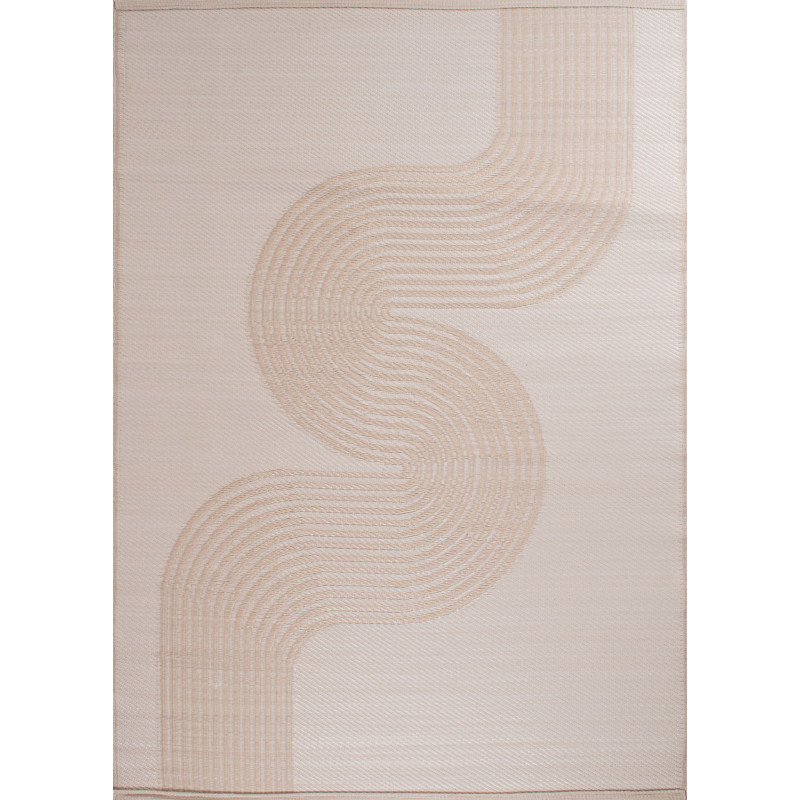Tapis d'extérieur motif vague beige 180 X 280 cm