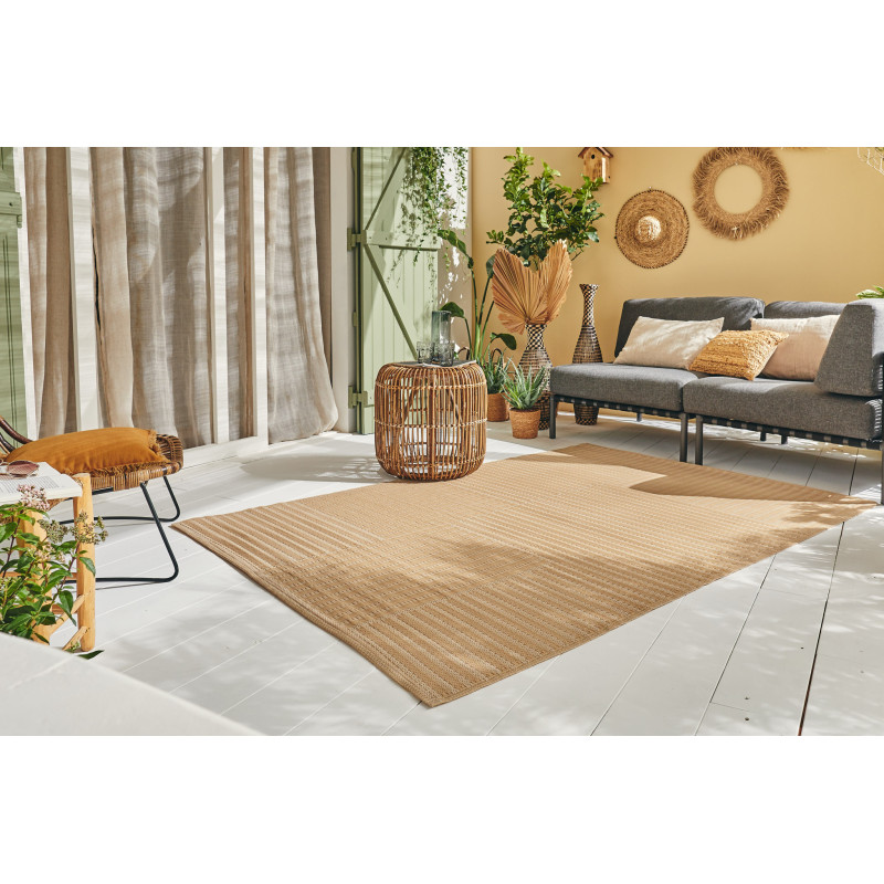 Tapis d'extérieur motif géométrique beige 150 X 220 cm