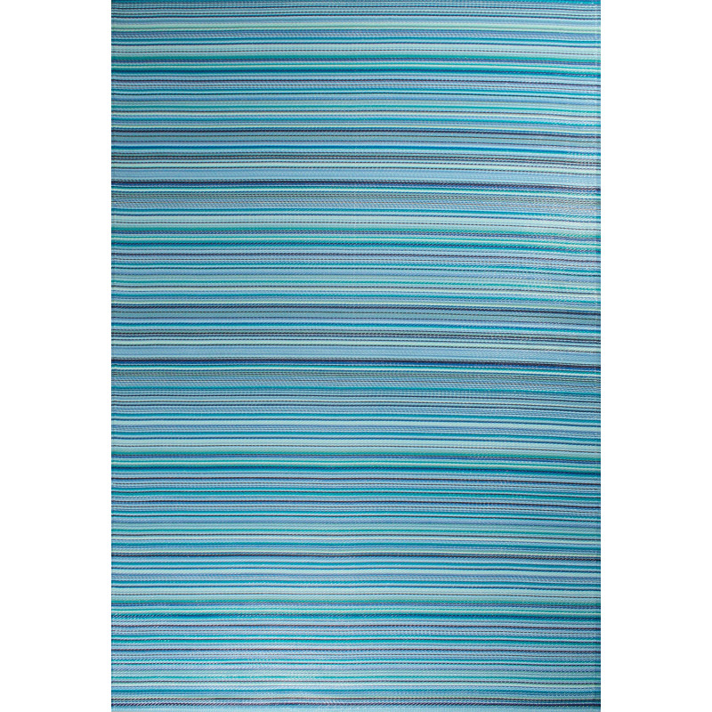 Tapis d'extérieur motif rayure dégradée bleu 180 X 280 cm