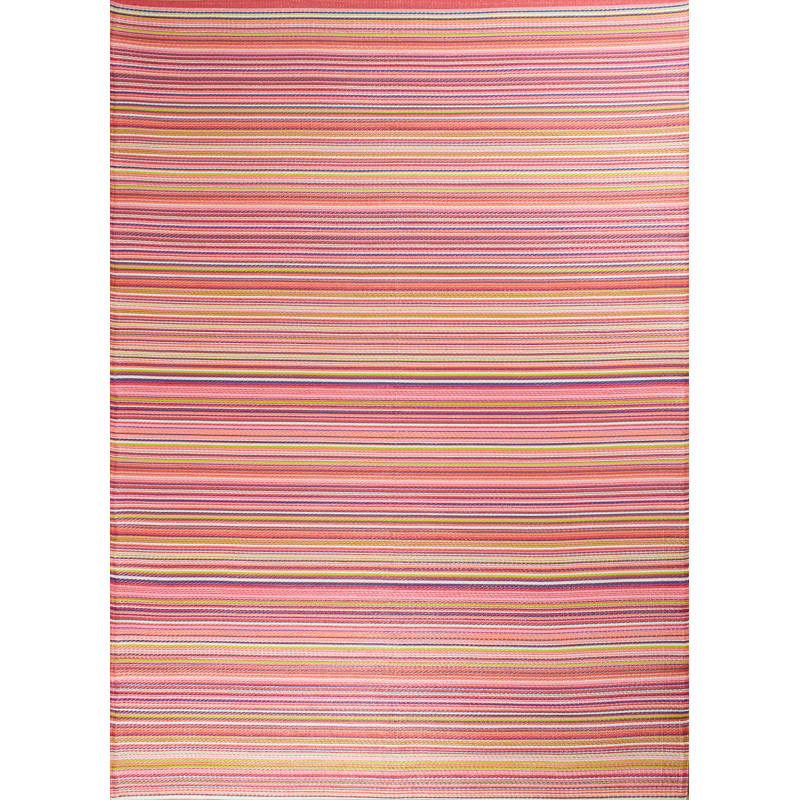 Tapis d'extérieur motif rayure dégradée rose 180 X 280 cm