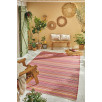 Tapis d'extérieur motif rayure dégradée rose 180 X 280 cm Tapis d'extérieur motif rayure dégradée rose 180 X 280 cm