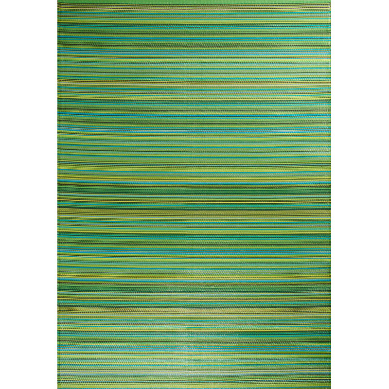 Tapis d'extérieur motif rayure dégradée vert 150 X 220 cm