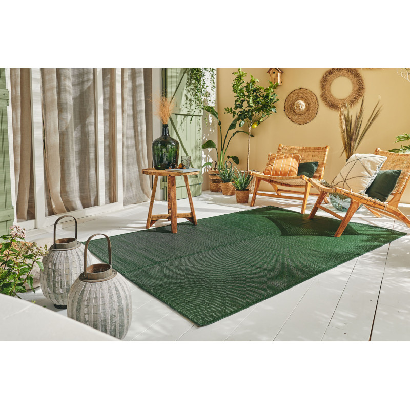 Tapis d'extérieur motif rayure dégradée vert 150 X 220 cm