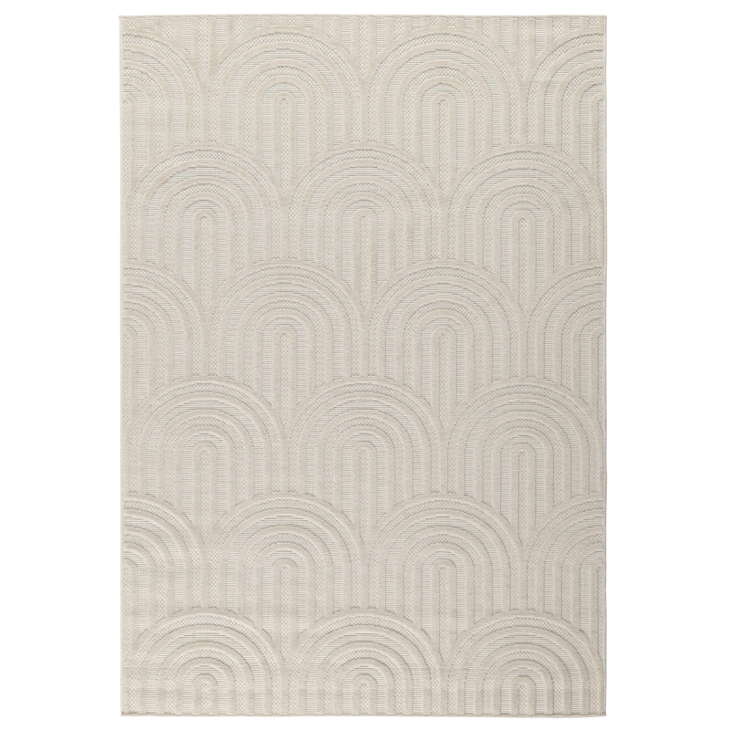 Tapis d'intérieur et extérieur motifs arcs Santorini blanc 120 X 160 cm