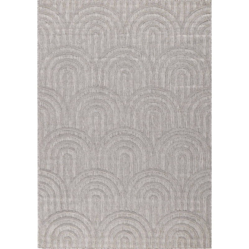 Tapis d'intérieur et extérieur motifs arcs Santorini gris 200 X 290 cm