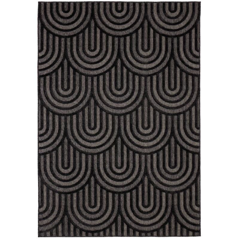 Tapis d'intérieur et extérieur motifs arcs Santorini noir 120 X 160 cm