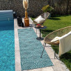 Tapis d'intérieur et extérieur motifs arcs Santorini bleu turquoise 200 X 290 cm