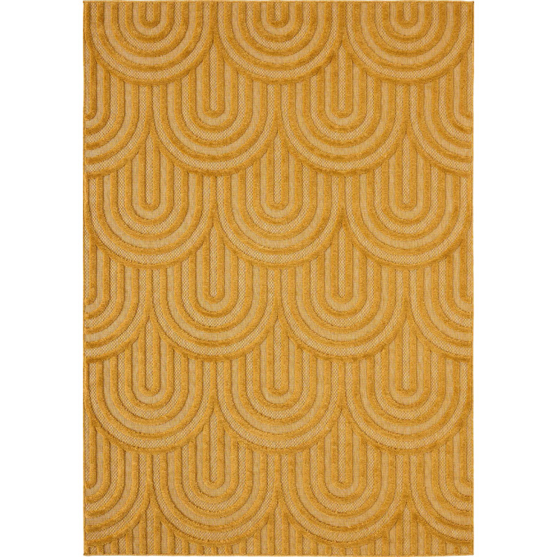 Tapis d'intérieur et extérieur motifs arcs Santorini jaune 160 X 230 cm