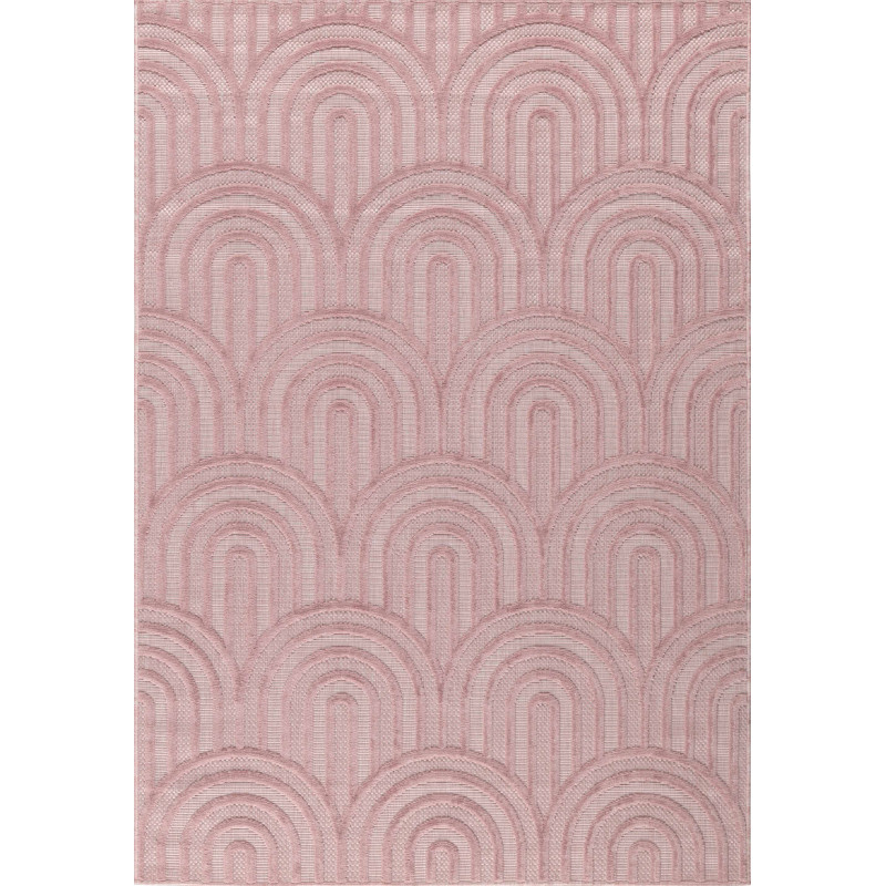 Tapis d'intérieur et extérieur motifs arcs Santorini rose 200 X 290 cm