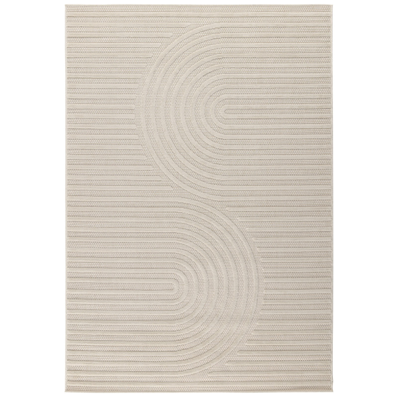 Tapis d'intérieur et extérieur motifs arcs symétriques Santorini blanc 120 X 160 cm