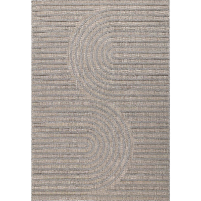 Tapis d'intérieur et extérieur motifs arcs symétriques Santorini gris 160 X 230 cm