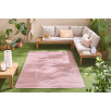 Tapis d'intérieur et extérieur motifs arcs symétriques Santorini rose 80 X 300 cm