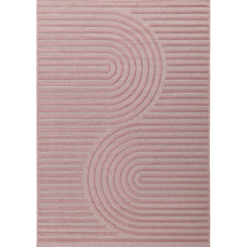 Tapis d'intérieur et extérieur motifs arcs symétriques Santorini rose 120 X 160 cm