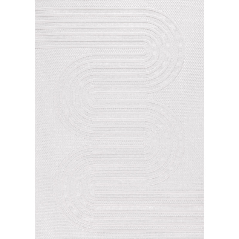 Tapis intérieur et extérieur motifs de vagues Santorini blanc 80 X 300 cm