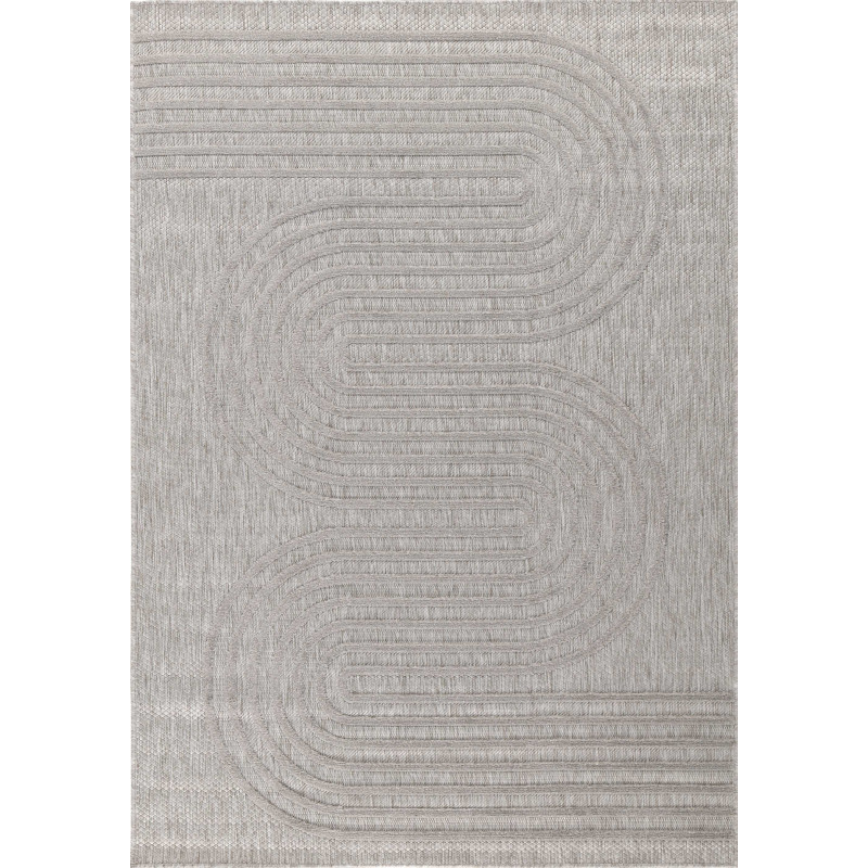 Tapis intérieur et extérieur motifs de vagues Santorini gris 160 X 230 cm