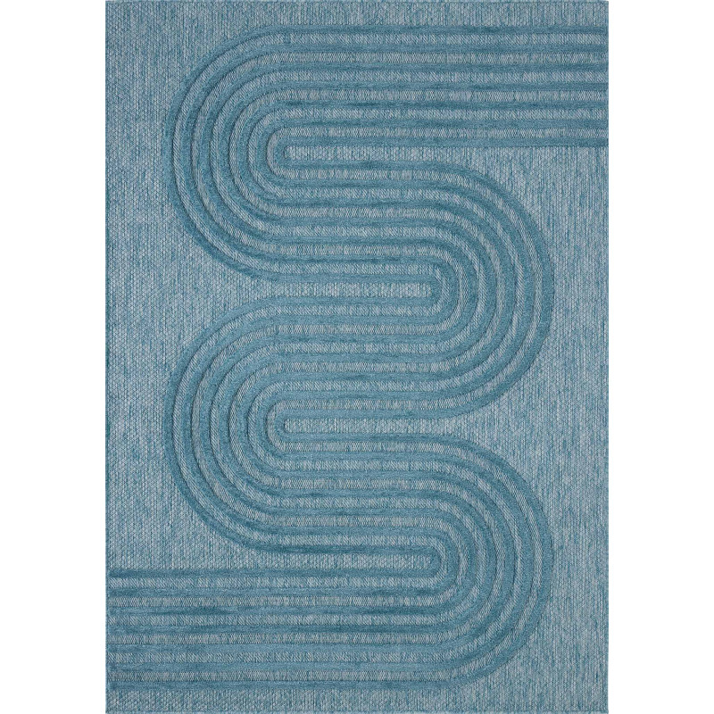 Tapis intérieur et extérieur motifs de vagues bleu turquoise 200 X 290 cm