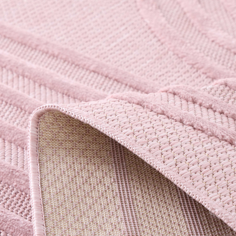 Tapis intérieur et extérieur motifs de vagues Santorini rose 80 X 300 cm