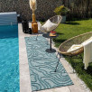 Tapis d'intérieur et extérieur motif abstrait santorini bleu turquoise 200 X 290 cm Tapis d'intérieur et extérieur motif abstrait santorini bleu turquoise 200 X 290 cm