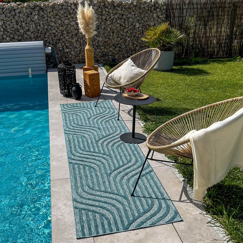 Tapis d'intérieur et d'extérieur à motifs bleu turquoise 200 X 290 cm