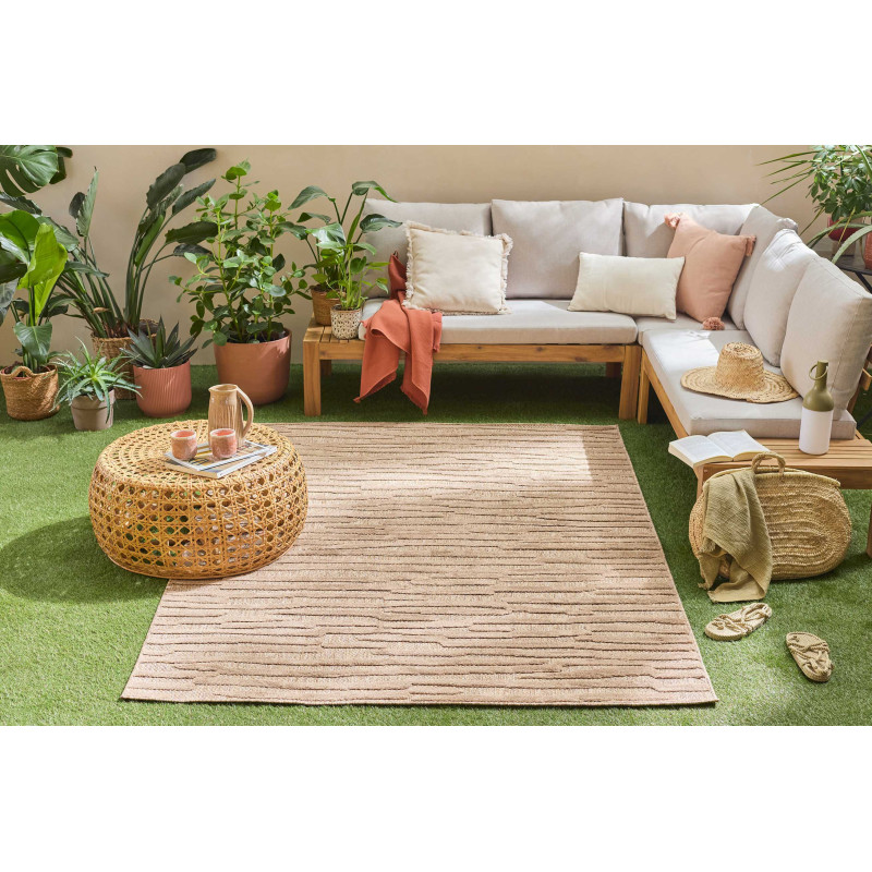 Tapis d'intérieur et d'extérieur à motifs beige 160 X 230 cm