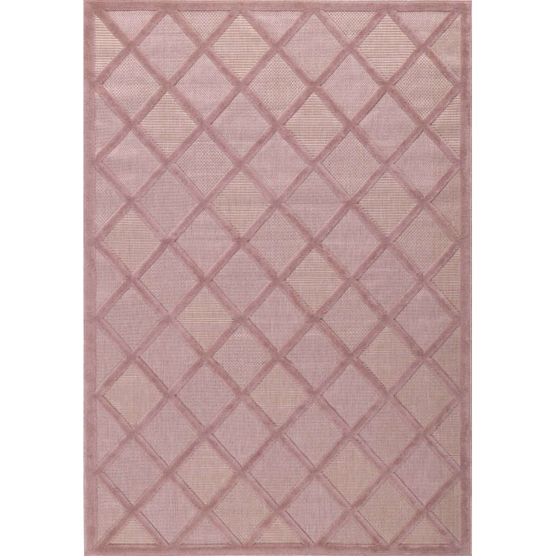Tapis d'intérieur et d'extérieur motifs losange rose 200 X 290 cm