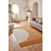 Tapis de salon à poils ras motif demi-cercle orange 200 X 290 cm Tapis de salon à poils ras motif demi-cercle orange 200 X 290 cm