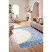 Tapis de salon à poils ras motif demi-cercle bleu 160 X 230 cm Tapis de salon à poils ras motif demi-cercle bleu 160 X 230 cm
