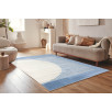 Tapis de salon à poils ras motif demi-cercle bleu 160 X 230 cm Tapis de salon à poils ras motif demi-cercle bleu 160 X 230 cm