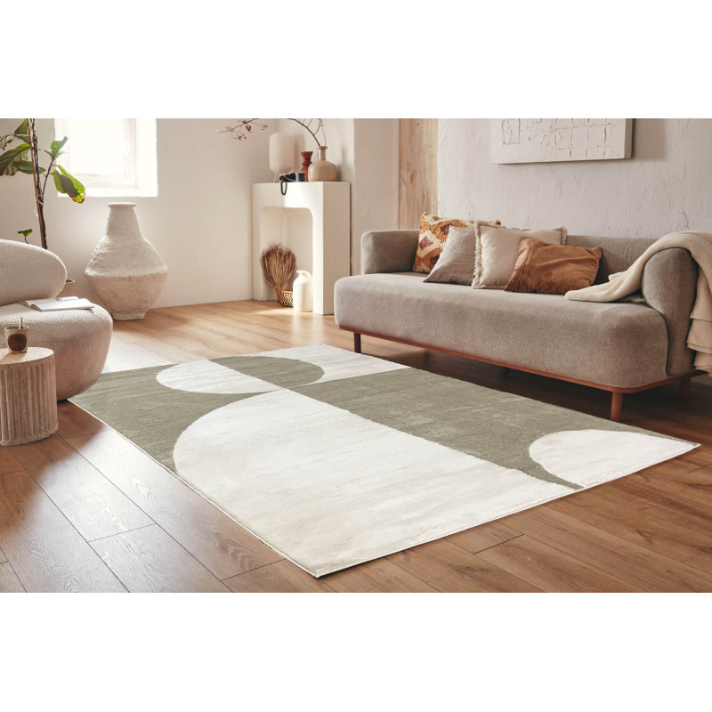 Tapis de salon à poils ras motif géométrique vert 120 X 160 cm