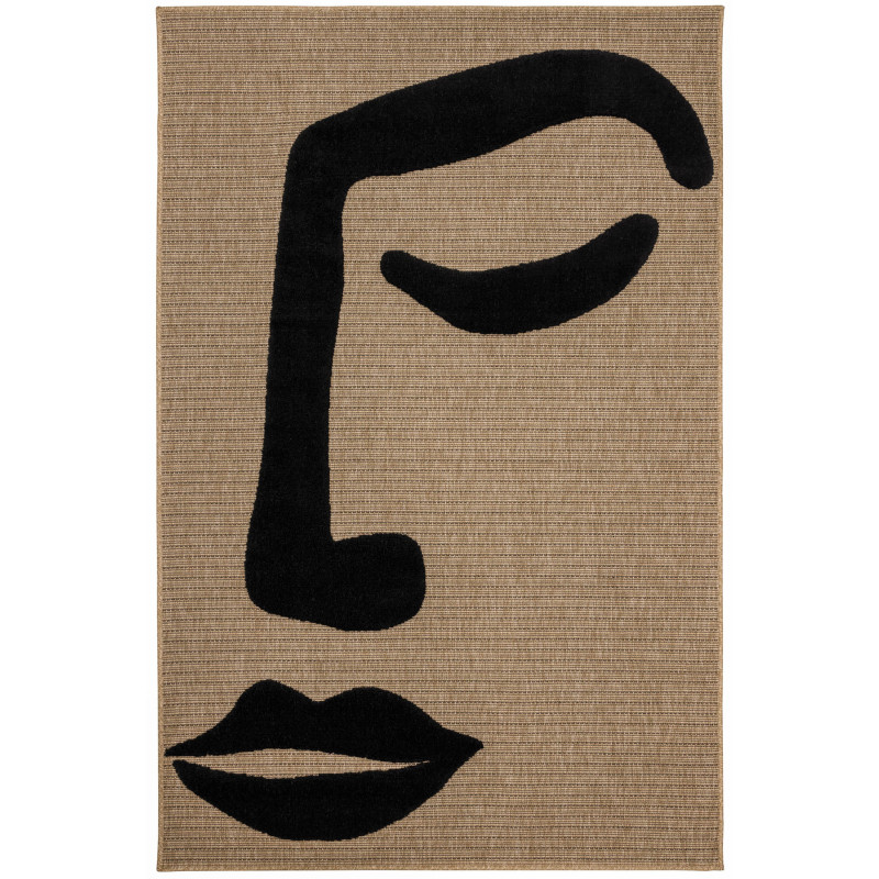 Tapis motif visage Palma noir 120 X 160 cm