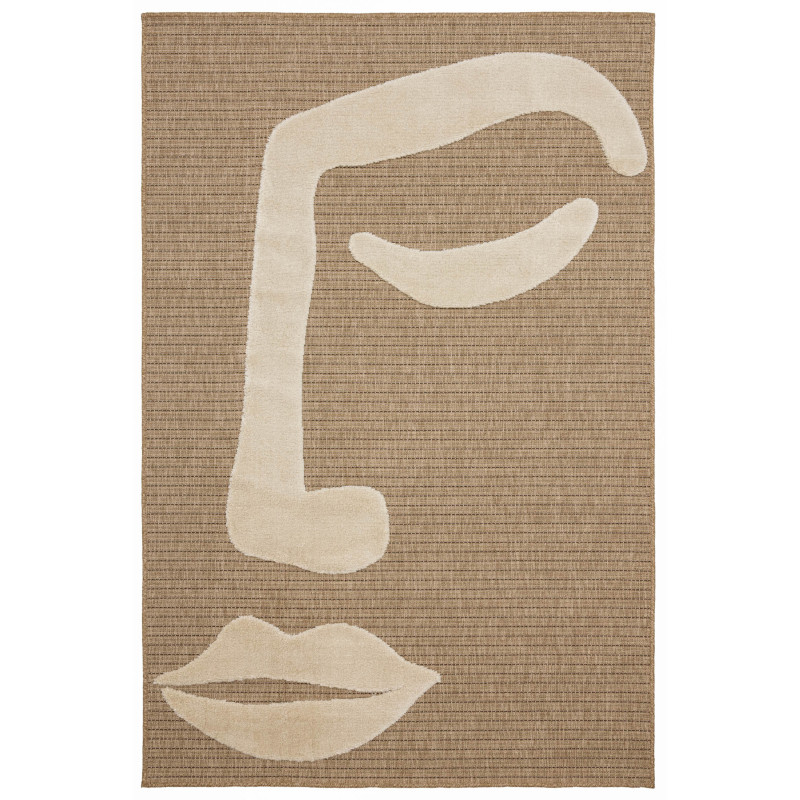 Tapis motif visage Palma blanc 200 X 290 cm