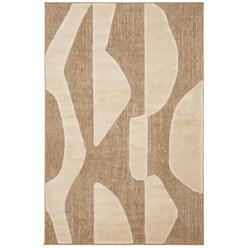 Tapis doux aspect jute motif abstrait blanc 160 X 230 cm