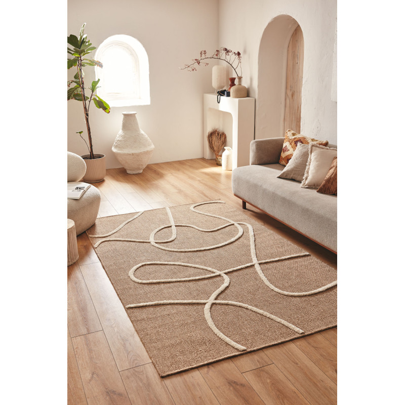 Tapis motifs géométriques Palma blanc 160 X 230 cm