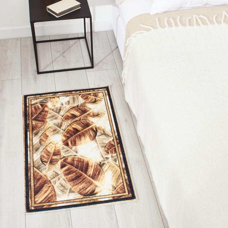 Tapis antidérapant lavable en machine doré 80 X 150 cm