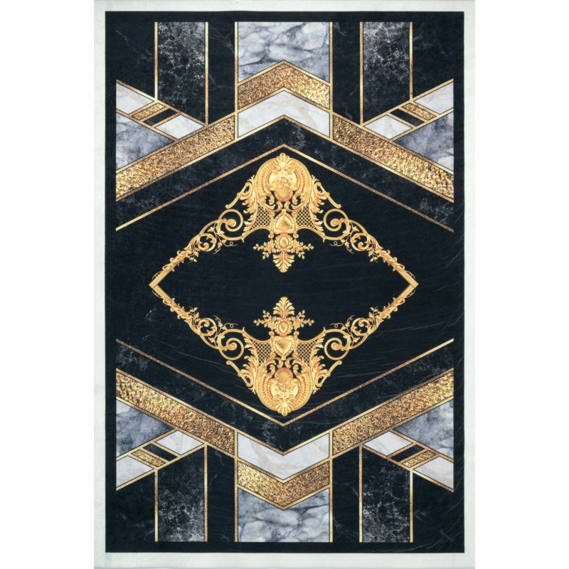 Tapis de salon forme géométrique noir et blanc 160 X 230 cm