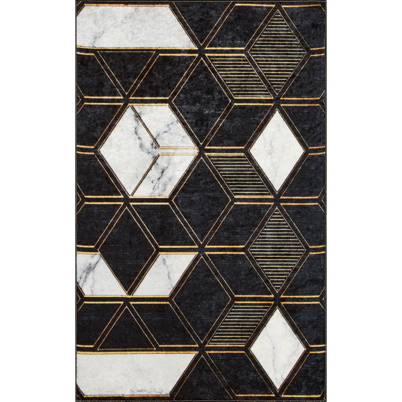 Tapis de salon motif moderne marbre gris 80 X 150 cm