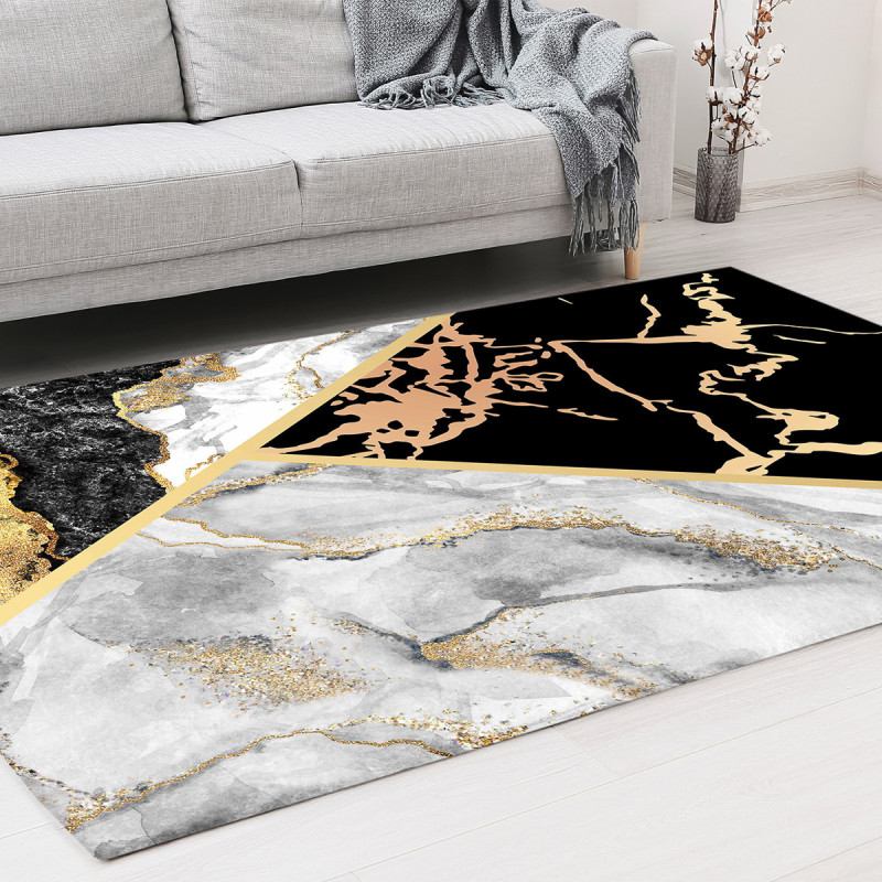 Tapis de salon effet marbre noir 160 X 230 cm