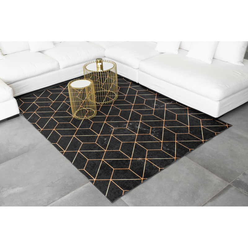 Tapis de salon motif moderne noir 120 X 160 cm