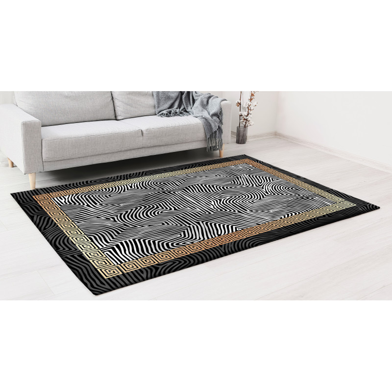Tapis de salon motif moderne noir 120 X 160 cm