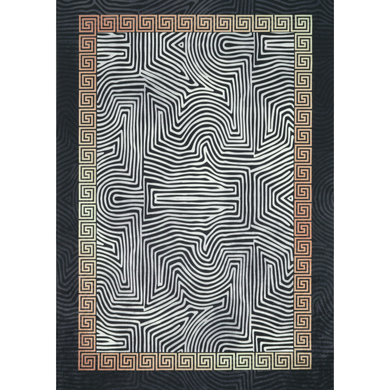 Tapis de salon motif moderne noir 160 X 230 cm