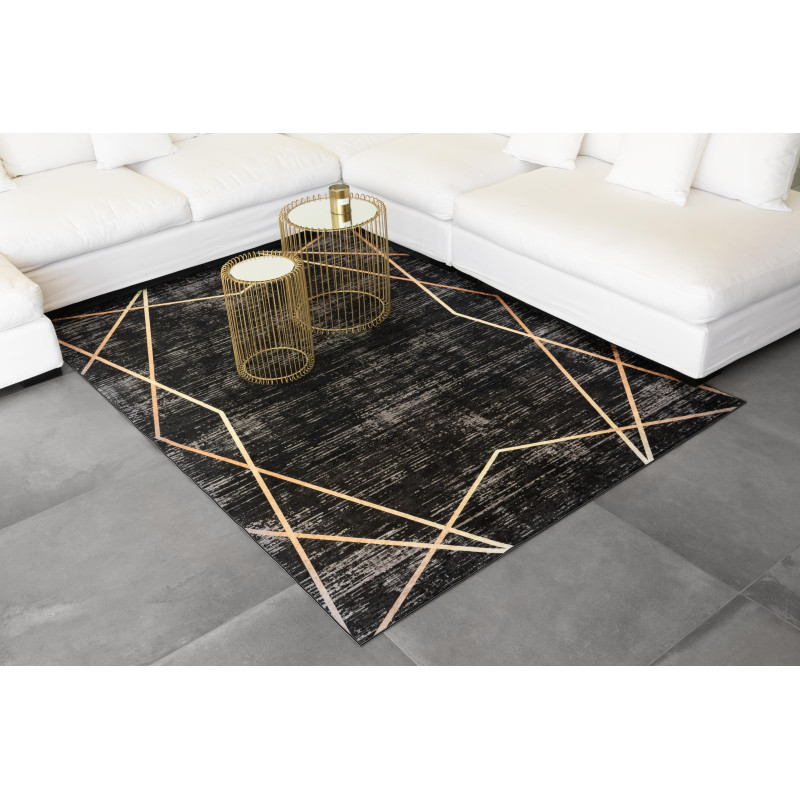 Tapis de salon motif moderne noir 80 X 150 cm