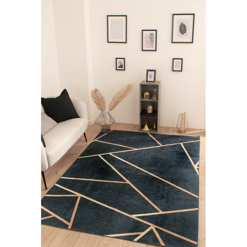 Tapis de salon lignes noir 70 X 180 cm