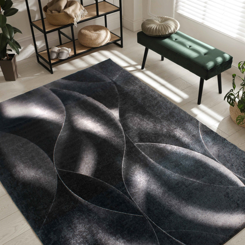 Tapis de salon courbe noir 160 X 230 cm
